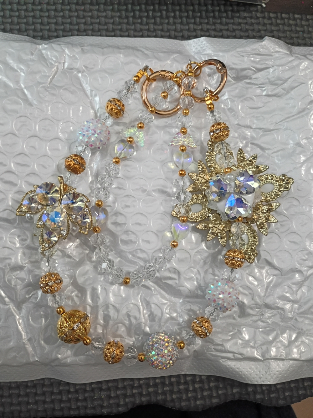 Gold and Crystal Statement Keychain- Women Jewelry